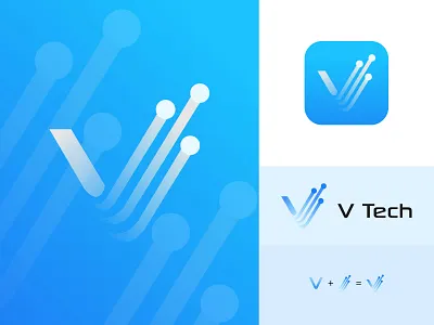 V Tech Logo best logo brand identity colorful logo creative logo flat logo gradient logo logo and branding minimal logo minimalist logo modern logo professional logo startup logo tech logo technology logo