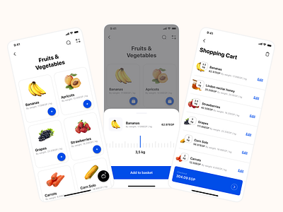 Grocery shopping mobile app checkout dribbble edit size app fruit app grocery grocery app grocery shopping inspiration product design shopping cart vegetable app