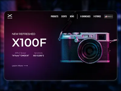 Fujifilm Landing Page Concept adobe xd branding camera concept design figma frontend fujifilm gradient landing page logo photography ui ui design uiux ux web web design web developer website design