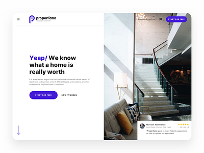 Propertiano - Home price appraisal design dribbble home home appraisal landing page parallax propertie