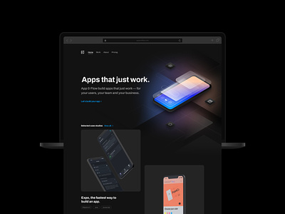 App&flow hero app dark theme dev hero illustration isometric landing page showcase web web design