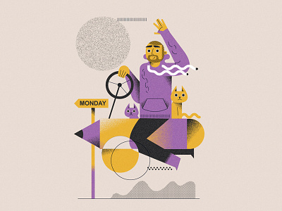 Into Monday like a boss (Personal '21) animals character design editorial grain graphic design illustration