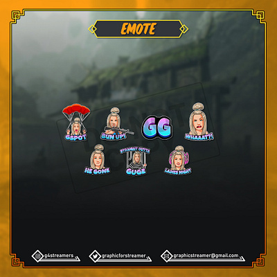 GIRL EMOTES animation branding cartoon chibi art custom emotes design emotes emotes for twitch gamers girl graphicdesign illustration logo logo design twitch emotes woman