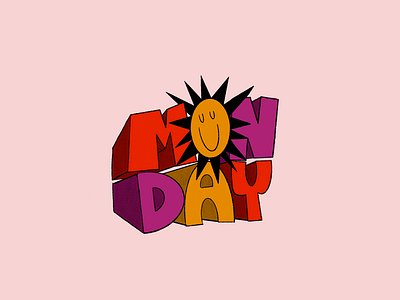 Monday! design graphic design handwritten type illustration procreate retro sun typography