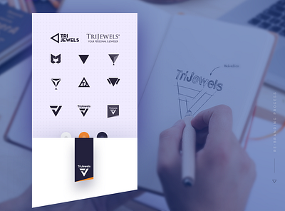 TriJewels logo design process branding graphic design illustration insignia logo logo design rebranding