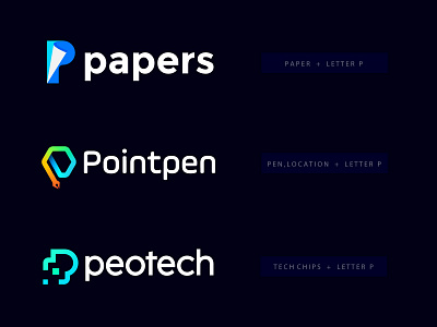 Modern P letter Logos abstract brand identity branding business concept creative doc files letter mark location logo logodesigns logos modern office paper point saas startup tech