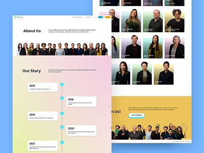 About Us Team Page about us page app employees gradient members react social app team page timeline ui website who we are