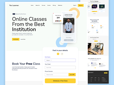 E-Learnign landing page design branding e learning education graphic design illustration landingpage onlinecource productdesign ui uiux webpage website