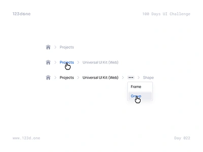 Day 022 — Breadcrumbs | 100 days UI challenge 123done breadcrumbs design design kit design system interface ui ui kit universal design system (web)