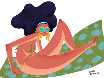 saturday beach day 2d character character design design illustration procreate