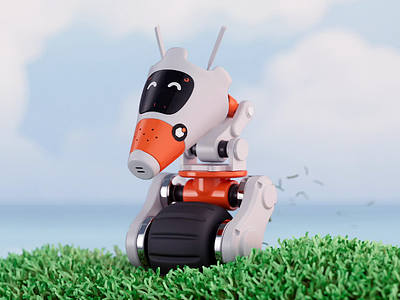 D-0-G 3d animation c4d dog grass illustration landscape redshift robot ui8