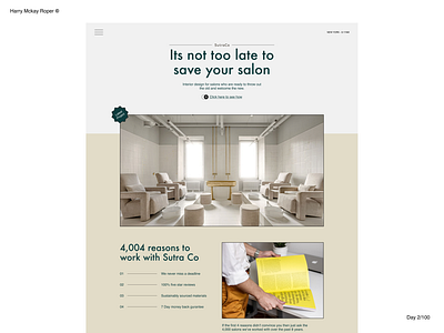 Sutra Co - Salon Landing Page brutalism conversion rate optimisation design landing page landing page design website design