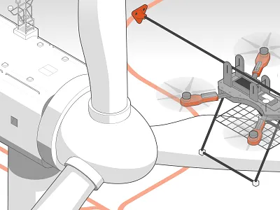 Maintenance Drone adobe illustrator drone engineering future heights how does it work instructional graphics isometric design line art maintenance renewable energy sky tech technical drawing technical graphics technical illustration turbine vector graphics wind