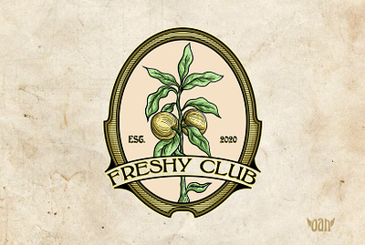 FRESHY CLUB, Est. 2020 art artwork branding design drawing graphic design illustration logo ornament vintage vintagelogo