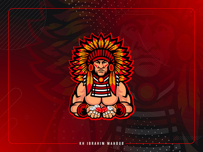 Native American E-sports Mascot Logo design adobe illustrator creative design esports esports logo esports mascot logo gaming logo graphic design ibrahim ibrahim mahbub illustration khondkar ibrahim mahbub logo stream elements stream logo