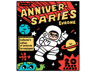 Poster for comics anniversaries astronaut cartoon comics comix cosmos cute design doodle earth evrone fun illustration japanese kawaii logo moon poster star