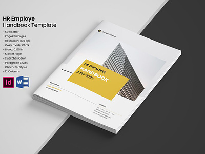 HR / Employee Handbook Template agency business clean company corporate creative employee booklet employee brochure employee guide employee handbook employee handbook design employee onboarding handbook template hr handbook human resources indesign template marketing ms word professional welcome book