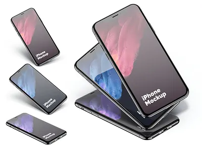 iPhone Mockups Set abstract clean device display laptop mac macbook mockup phone phone mockup presentation realistic simple smartphone theme ui ux web webpage website
