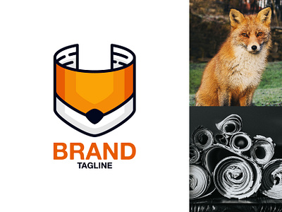 Paper Fox Logo animal branding creative design exclusive face fox head illustration logo modern paper product roll rolled sheet vector