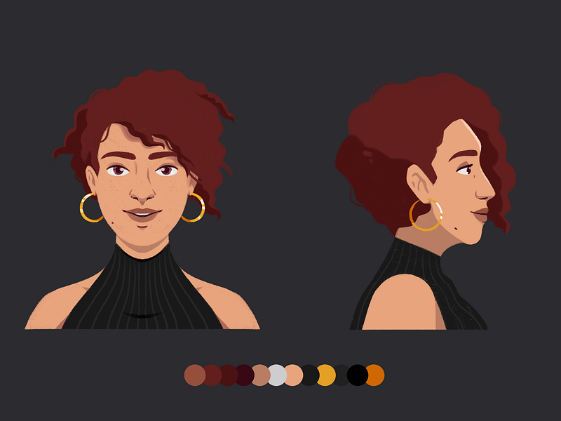 Character Study- close up animation animator branding character design illustration illustrator motion graphics portrait profile spot study ui woman