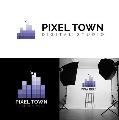 Pixel Town Logo Design branding creative design design illustration logo typography vector