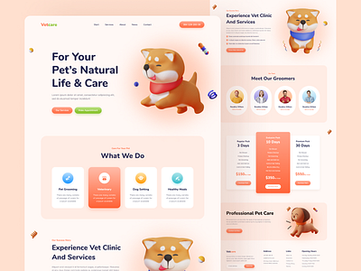 Pet Care Landing Page🐾 branding clean ui ecommerce header exploration health care homepage landing landing page landing page design pet pet app pet care pet care website pet health pet shop shopify ui ux website design websitedesign