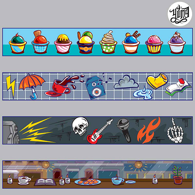 Banner design 1 banner cute design icecream illustration rain rock