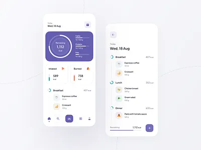 Nutrition App app app design calories design eat figma inspire minimal mobile app nutrition ui ui design user interface ux design