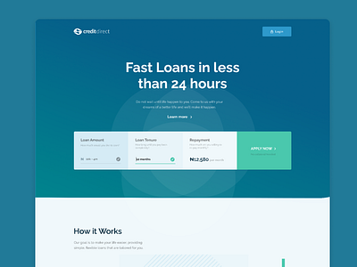 Credit Direct Loan Application app ui design figma header landing page loan product ui uiux ux website