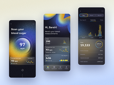 Health app app application charts gradient health ui uiux ux