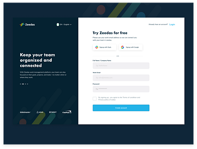 Zeedas Login app ui design design figma product project management ui uiux ux zeedas
