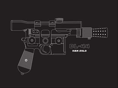 DL-44 Han Solo Blaster graphic design illustration starwars vector