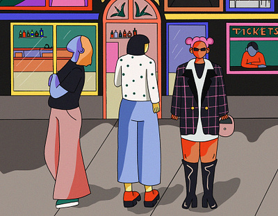 Night Out adobe illustrator bar city colourpalette design digitalart friendship geometry graphicdesign illustration nightout procreate