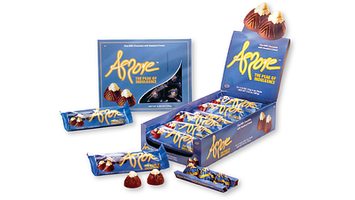 Amore™ Fine Milk Chocolate with Hazelnut Cream Packaging Designs branding design graphic design illustration logo typography vector