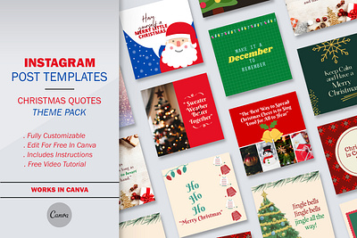 12 Christmas Quotes & Captions Editable Instagram Posts instagram canva