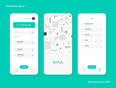 Scrut. - Proofreading and Editing Services App (WIP) branding creative design design illustration mobile app design mobile ui ui ui design uiux