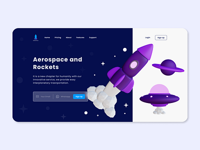 UI Design: Aerospace and Rockets Landing Page 3d 3d design 3d modeling aerospace design landing page rocket ui ui design uiux ux ux design web design website