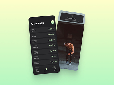 Workout tracker - DailyUI - 041 app congratulation cycling dailyui dailyuichallenge dark figma gradient health running sport streak tracker ui workout