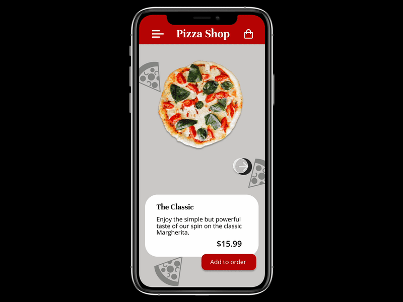 Daily UI 043 dailyui dailyui043 dailyui43 dailyuichallenge food menu pizza ui uidesign uiux ux uxdesign