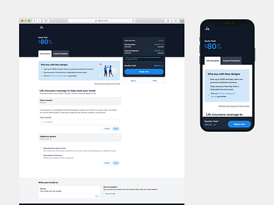 Insurancely Quote blue insurance interface product design quote responsive ui ux ux ui web interface