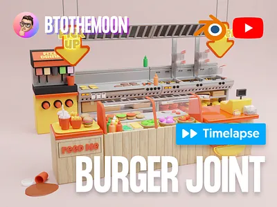 Burger Joint 3D Render Timelapse 3d art blender design illustration lighting low poly render