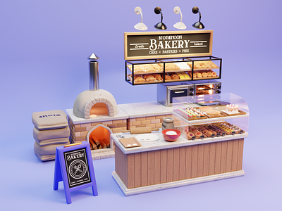 Bakery 3D Render 3d art blender design illustration lighting low poly render