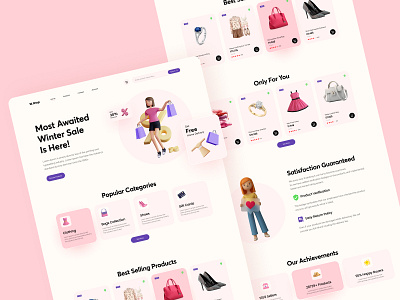 E-commerce Landing Page or Web Ui e commerce girl shop landing landing page online market online shop page product shop shopping website ui ui design user interface web web design website website design women products