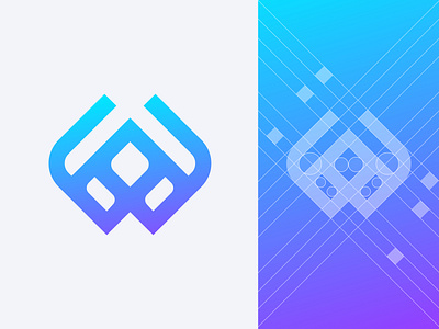 Letter W - Logo design a b c d e f g h i j k blue brand indentity color corporate creative elegant logo grid logo icon l m n o p q r s t u v w letter letter logo logo logo mark modern logo monogram design symbol tech trendy wordmark
