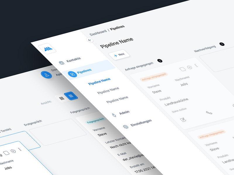 Kanban View for CRM app clean ui crm customer relationship management design system interface kanban ui ux web app