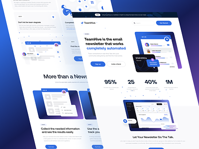 TeamHive- Landing Page blue creative design email marketing hero landing landing page marketing newslaetter app newsletter newsletter web site uidesign ux uxdesign web page webdesign
