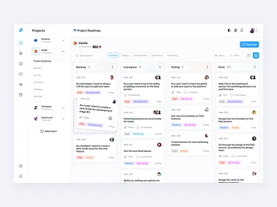 Project Management Tool - Concept app cards clean concept dashboard design interface kanban management platform productivity project tasks tickets tool ui uiux ux web