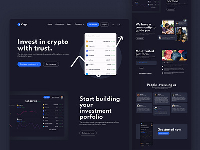 Crypto - Cryptocurrency investment landing page. adobexd chennai chennai designer crypto cryptocurrency dark design dark mode finance fintech india investment landingpage mockup uidesign user experience user interface design uxuidesign webpage