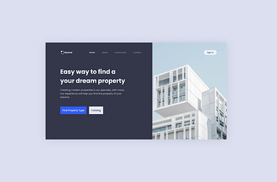 Real Estate Landing Page Website app branding clean design flat graphic design illustration logo realestate ui ux