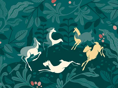 Mural Artwork cafe cafeillustration coffee foliage goats illustration leaves mural mural art